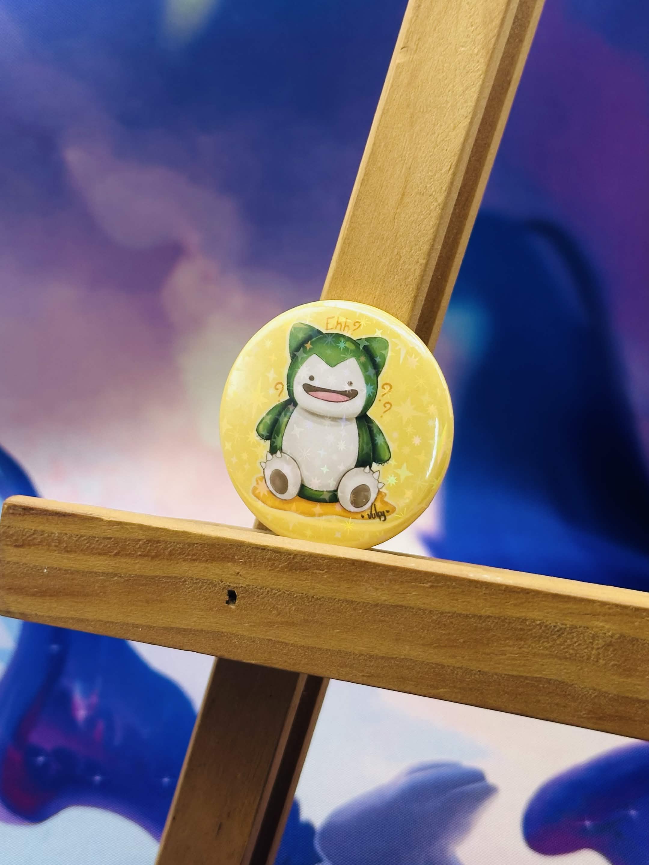 Ditto Snorlax - Button Pin 💜
