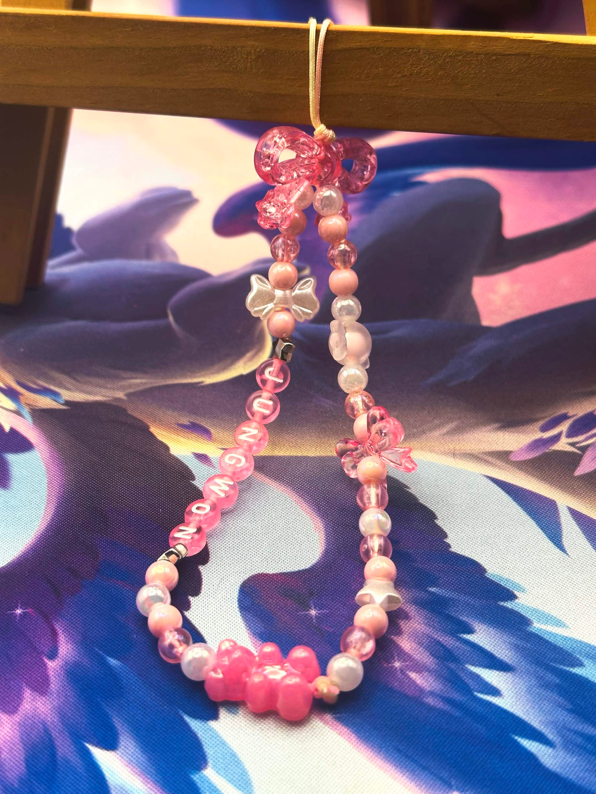 Pink Jungwon Beaded Phone Charm 🌟