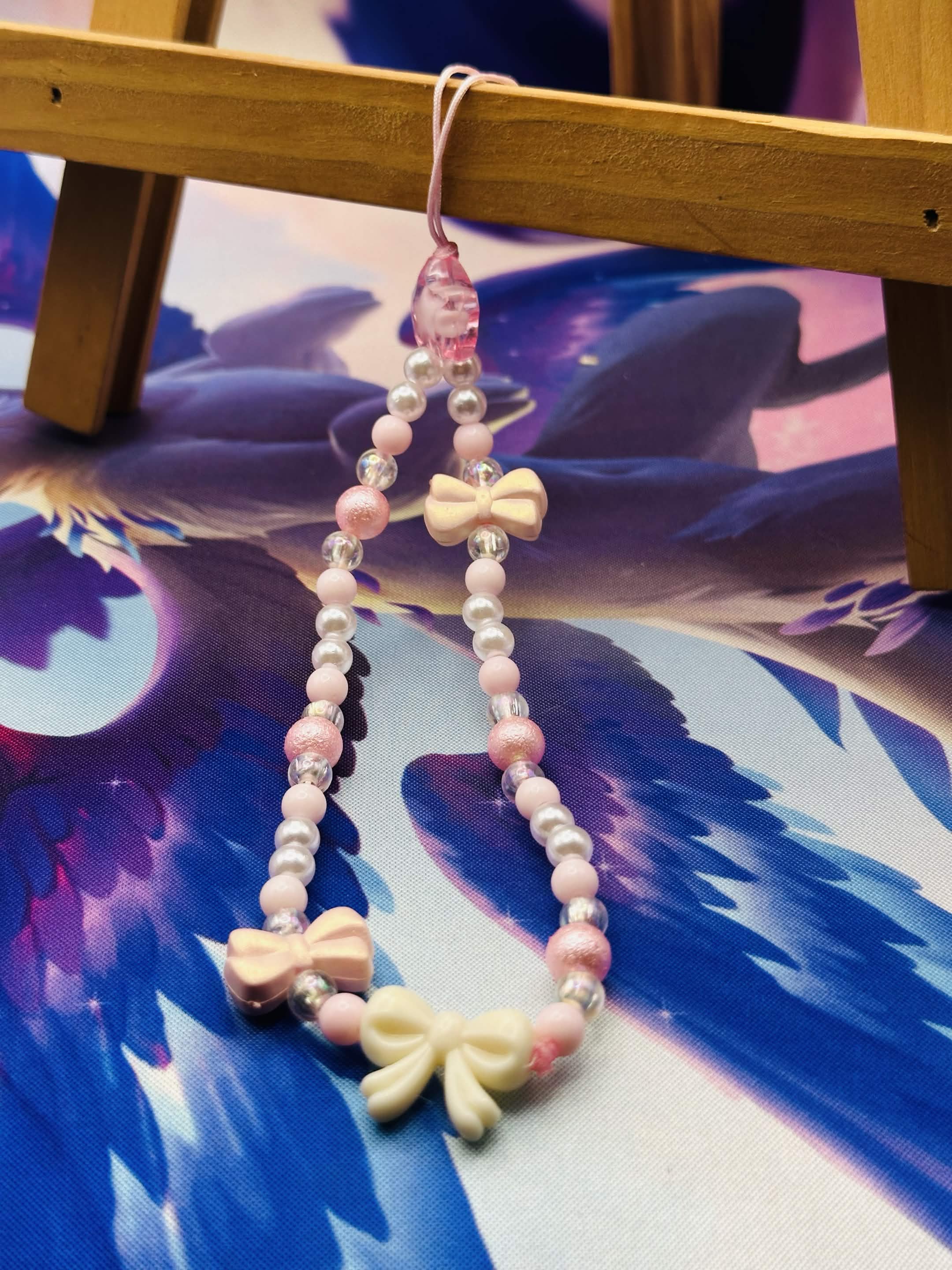 Pink Beaded Phone Charm 🌟
