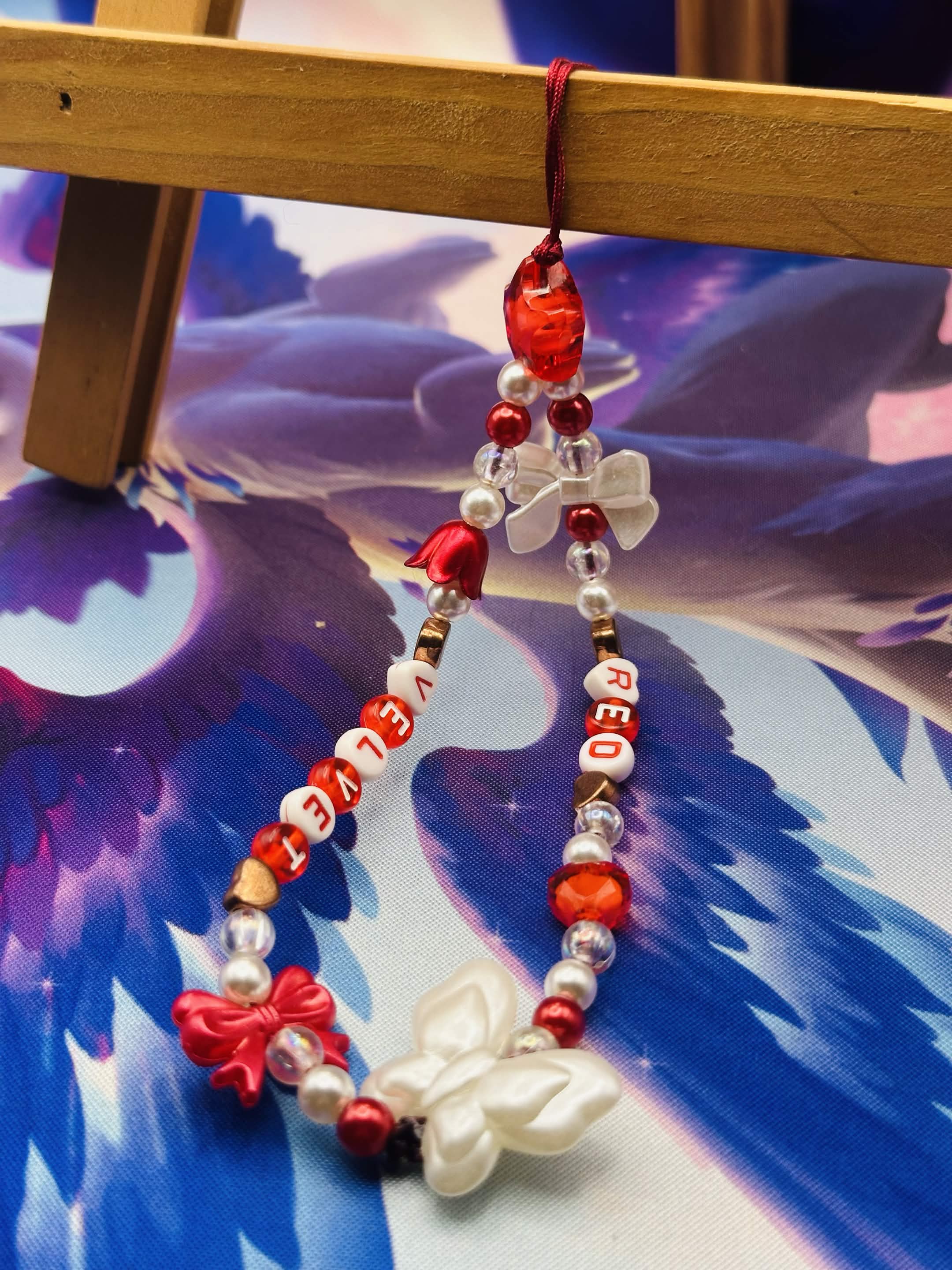 Red Velvet Beaded Phone Charm 🌟